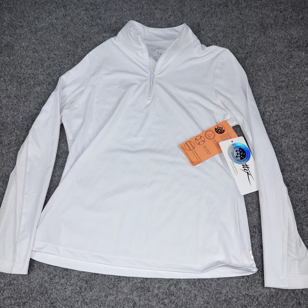 X By Gottex Pullover Womens Small White 1/4 Zip Golf Tennis Performance NWT New
